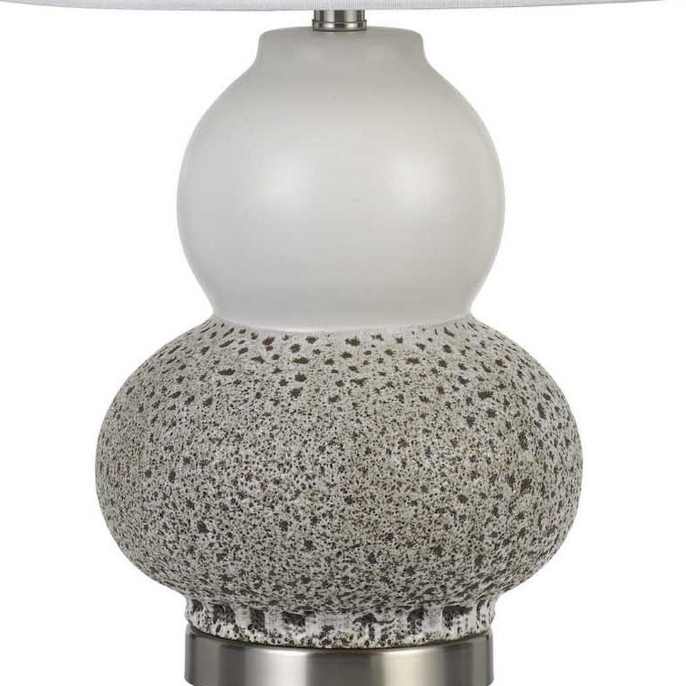 Set of Two 24” Grey Ceramic Pear Table Lamps By Homeroots | Table Lamps | Modishstore - 3