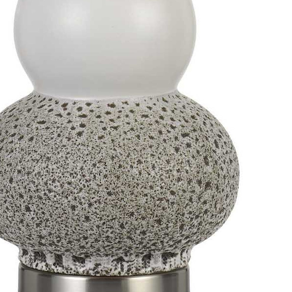 Set of Two 24” Grey Ceramic Pear Table Lamps By Homeroots | Table Lamps | Modishstore - 4