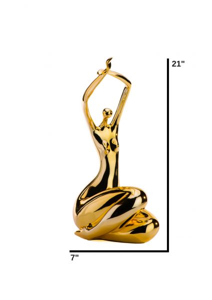 Gold Women Stretching Large Sculpture By Homeroots | Sculptures | Modishstore - 7