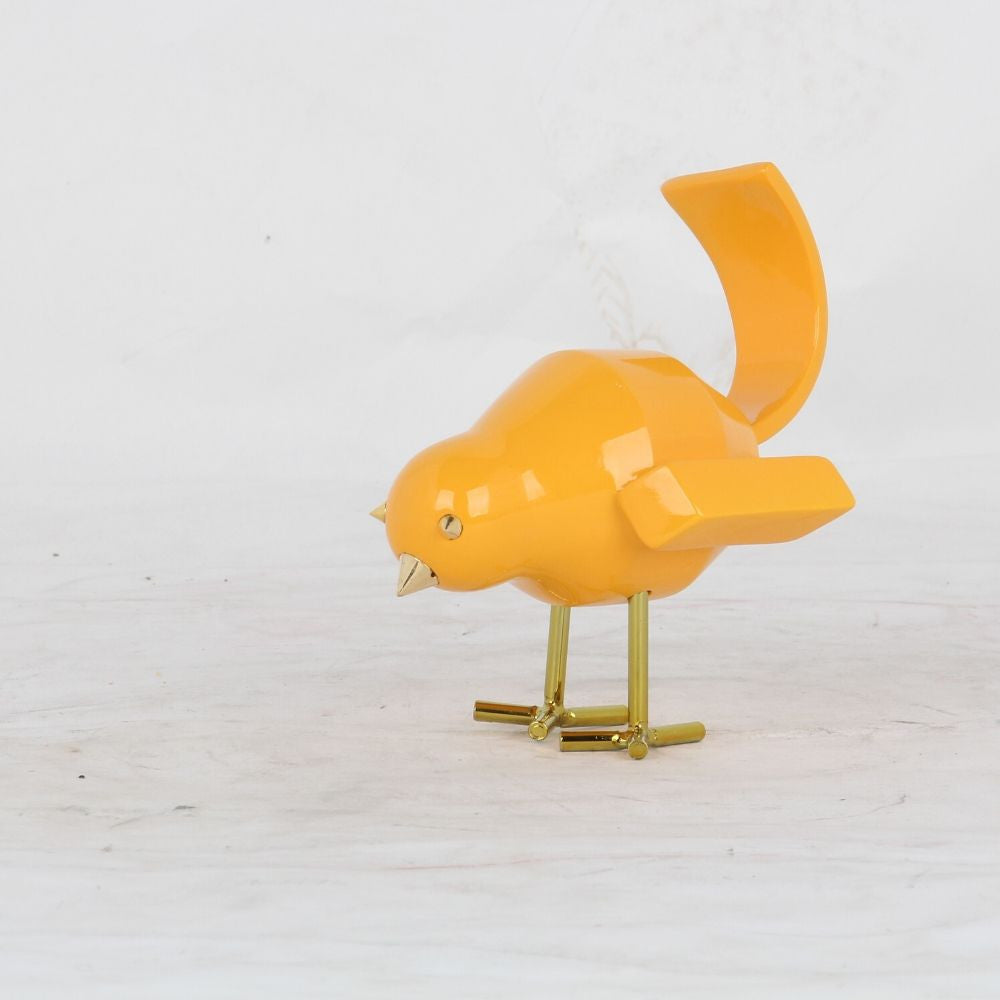 Small Orange and Gold Bird Sculpture By Homeroots | Sculptures | Modishstore - 3