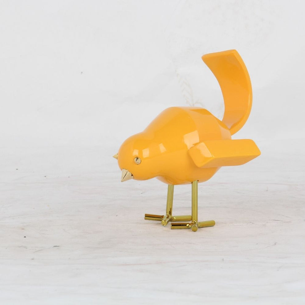 Small Orange and Gold Bird Sculpture By Homeroots | Sculptures | Modishstore - 3
