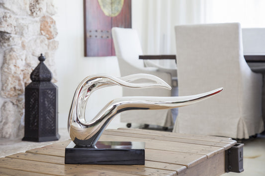 Silver Abstract Wavy Sculpture By Homeroots | Sculptures | Modishstore - 3