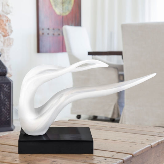 White Abstract Wavy Sculpture By Homeroots | Sculptures | Modishstore - 2