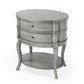 26" Gray Wood Oval End Table With Two Drawers And Shelf By Homeroots | End Tables | Modishstore - 2