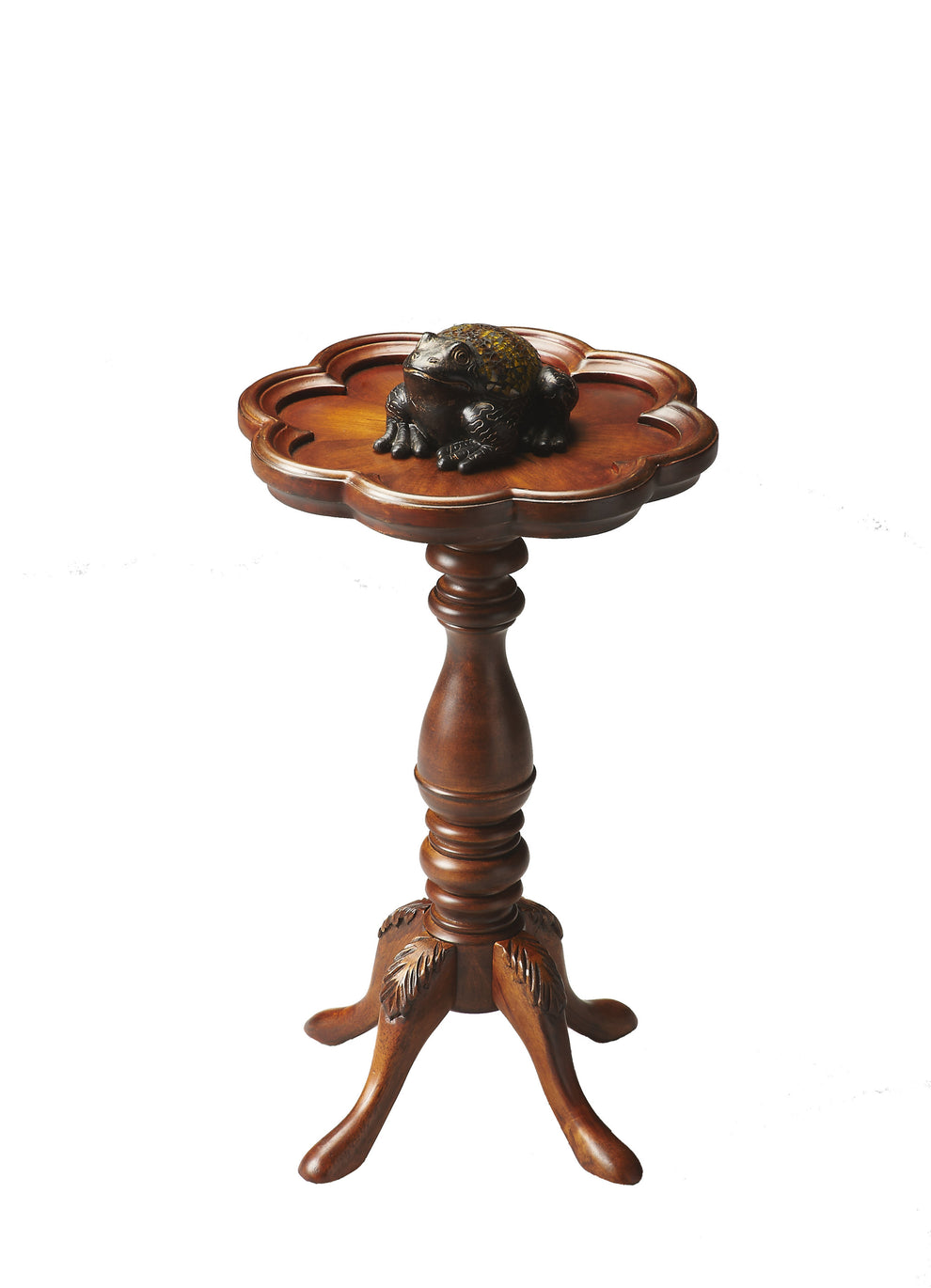 20" Medium Brown And Olive Ash Wood Floral Top End Table By Homeroots | End Tables | Modishstore - 2