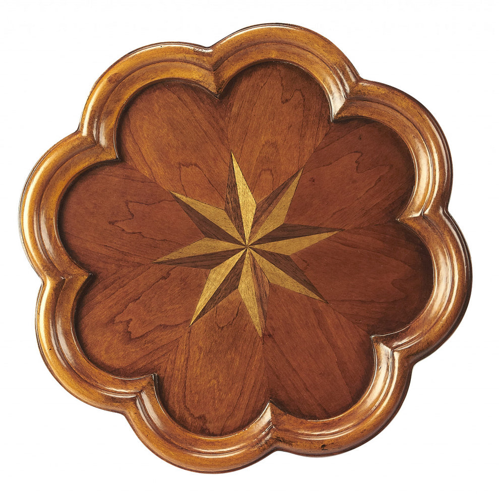 20" Medium Brown And Olive Ash Wood Floral Top End Table By Homeroots | End Tables | Modishstore - 3