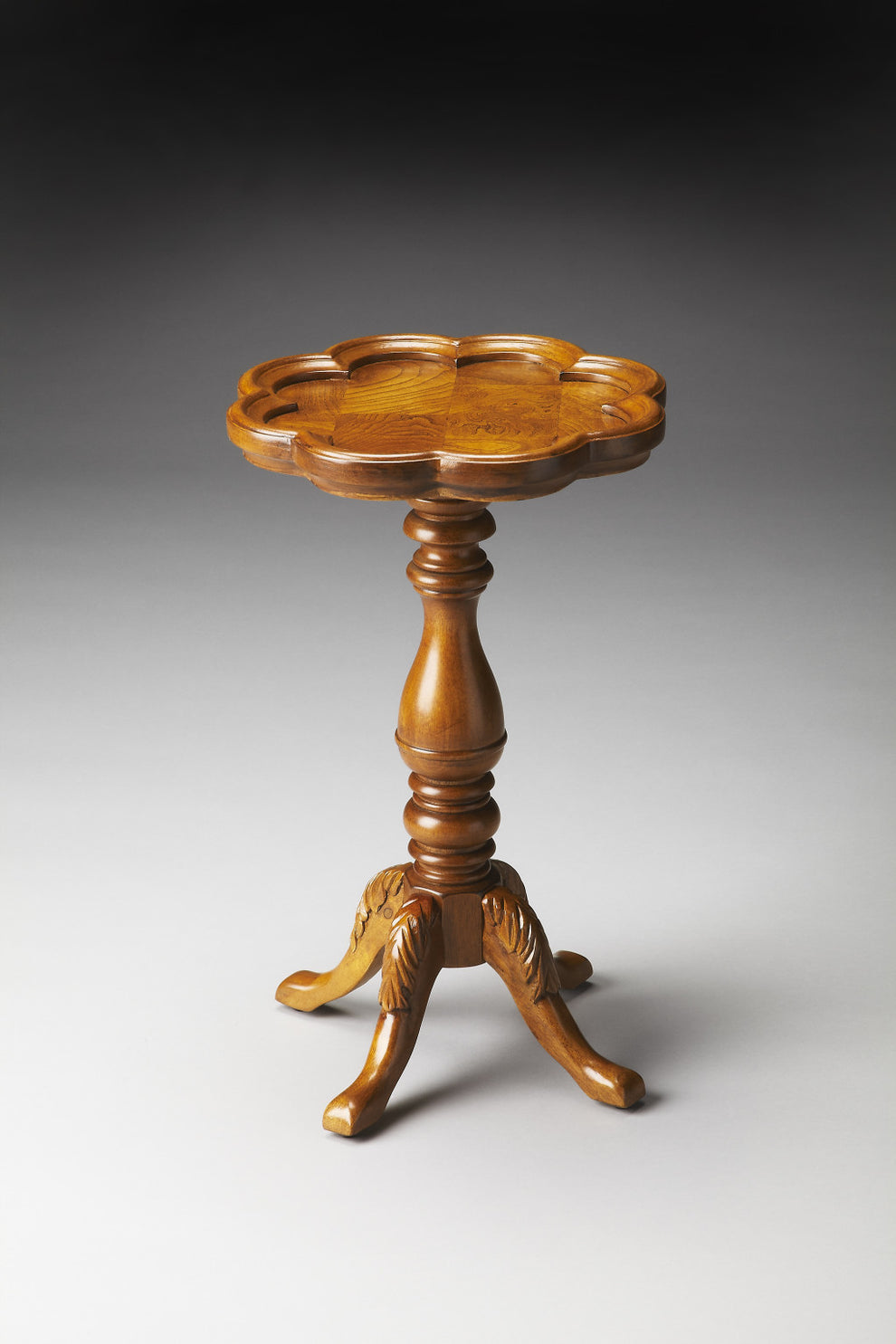 20" Medium Brown And Olive Ash Wood Floral Top End Table By Homeroots | End Tables | Modishstore - 5