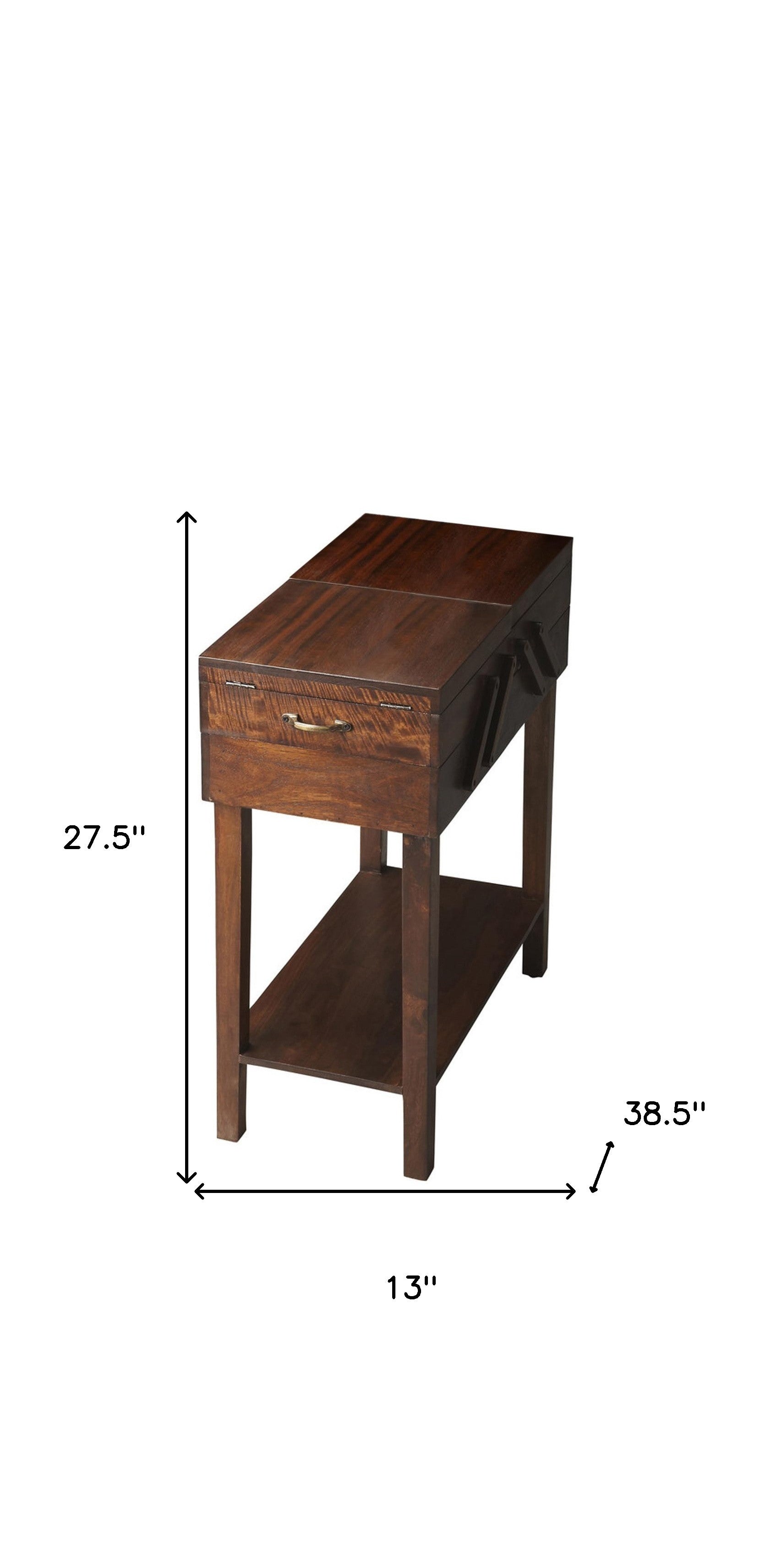 28" Dark Brown Solid Wood Rectangular End Table With Drawer And Shelf By Homeroots | End Tables | Modishstore - 6