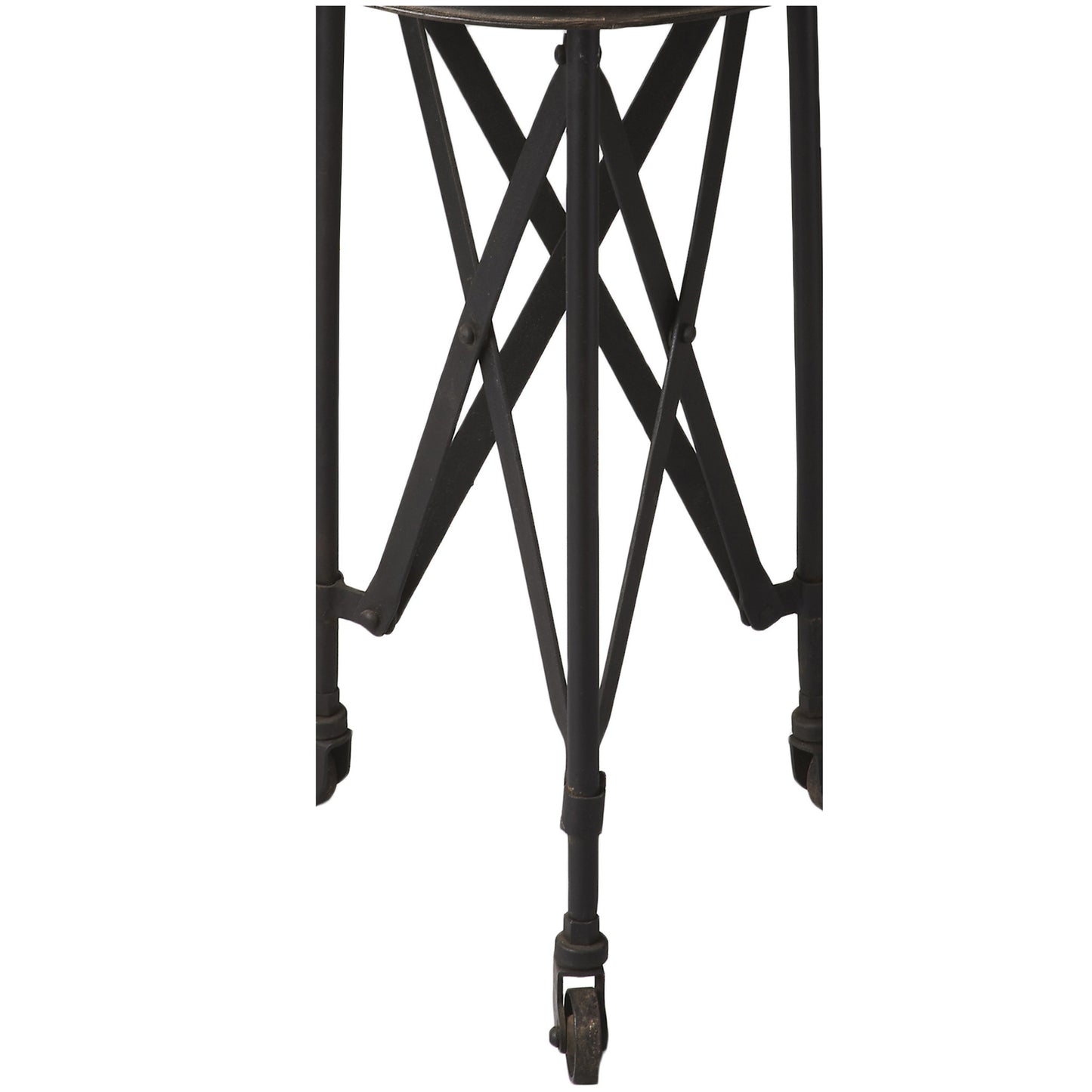 23" Black Industrial Rolling Round End Table By Homeroots | End Tables | Modishstore - 2