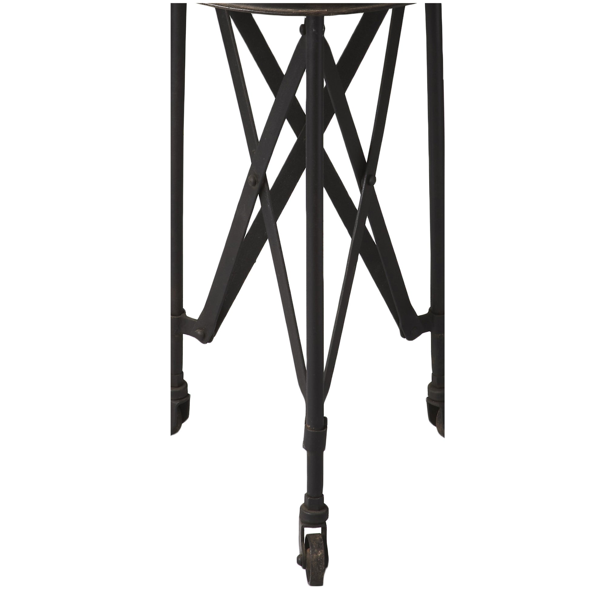 23" Black Industrial Rolling Round End Table By Homeroots | End Tables | Modishstore - 2