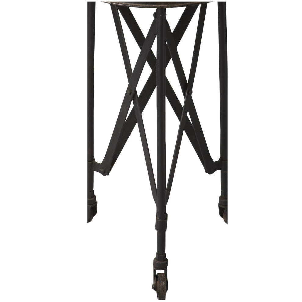 23" Black Industrial Rolling Round End Table By Homeroots | End Tables | Modishstore - 2