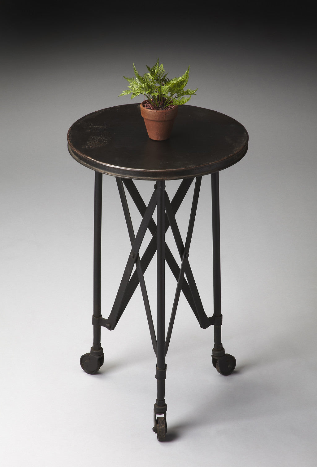 23" Black Industrial Rolling Round End Table By Homeroots | End Tables | Modishstore - 5