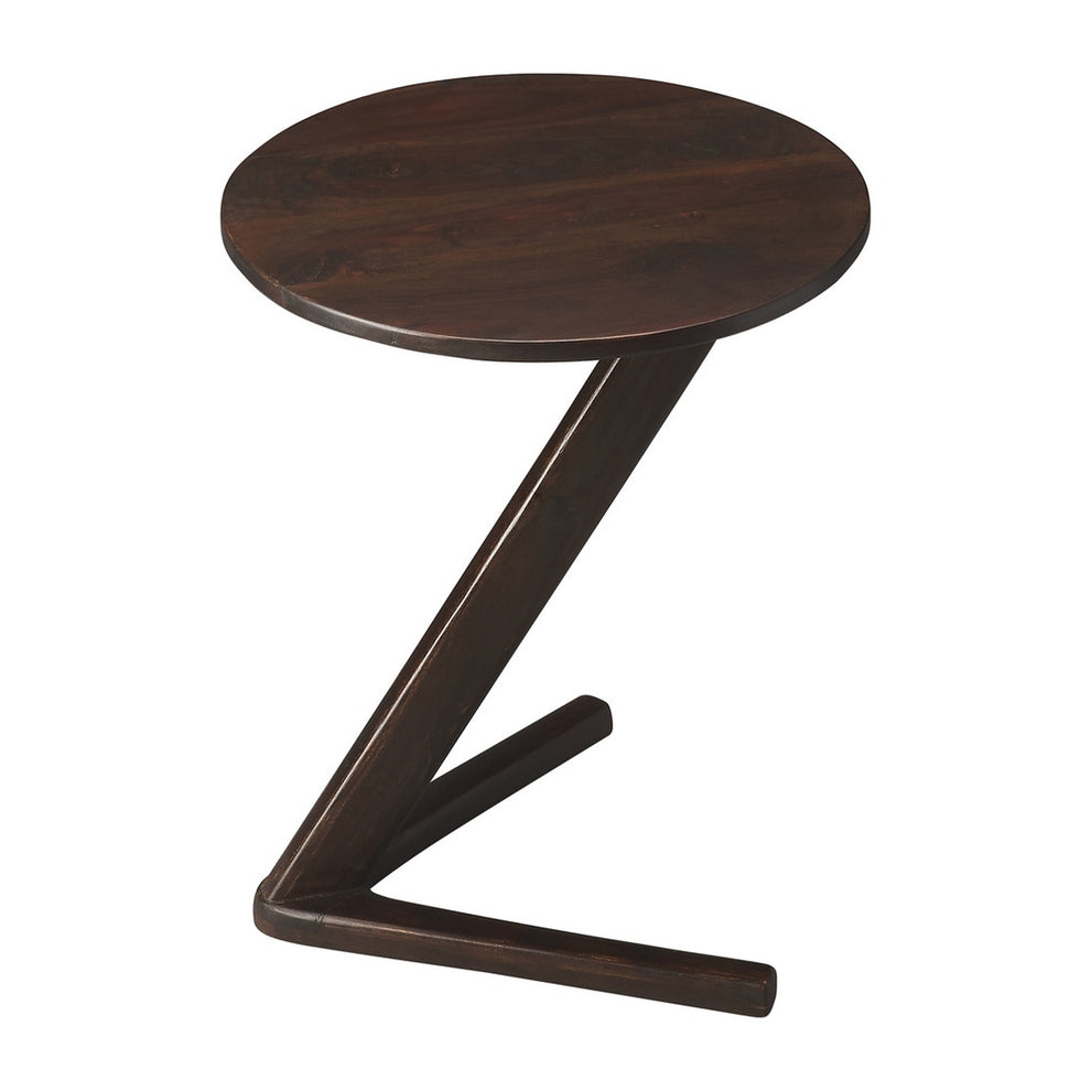 20" Dark Brown Solid Wood Angled Pedestal Round End Table By Homeroots | End Tables | Modishstore - 2