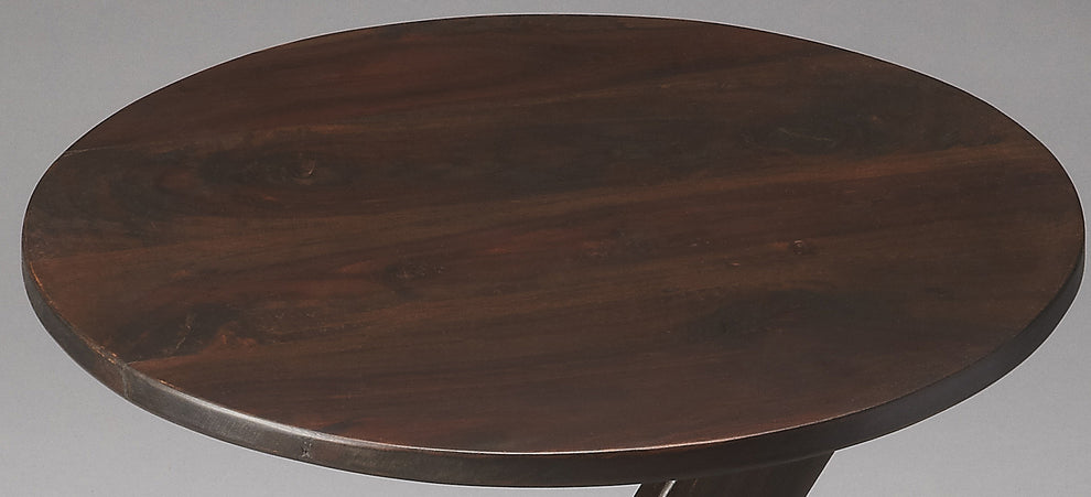 20" Dark Brown Solid Wood Angled Pedestal Round End Table By Homeroots | End Tables | Modishstore - 6