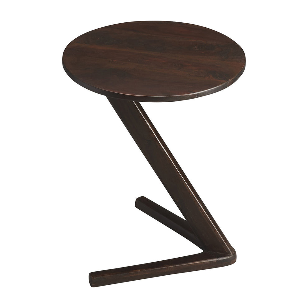 20" Dark Brown Solid Wood Angled Pedestal Round End Table By Homeroots | End Tables | Modishstore - 3