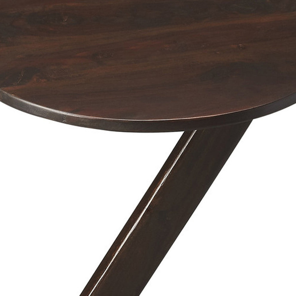 20" Dark Brown Solid Wood Angled Pedestal Round End Table By Homeroots | End Tables | Modishstore - 5