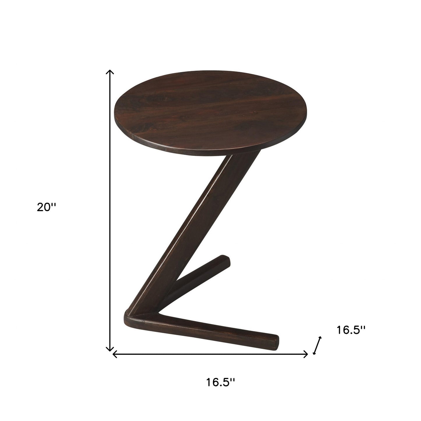 20" Dark Brown Solid Wood Angled Pedestal Round End Table By Homeroots | End Tables | Modishstore - 8