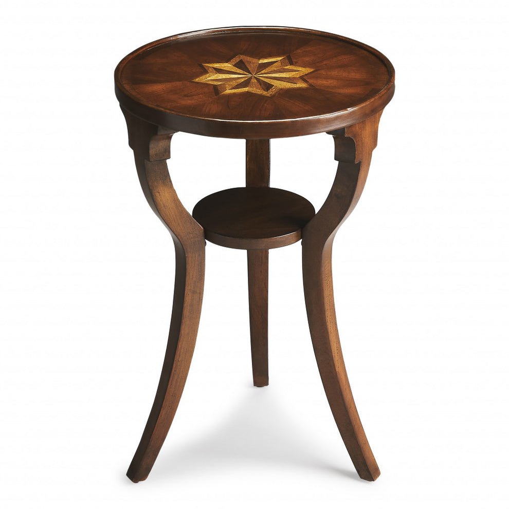 24" Cherry Manufactured Wood Round End Table With Shelf By Homeroots | End Tables | Modishstore - 4
