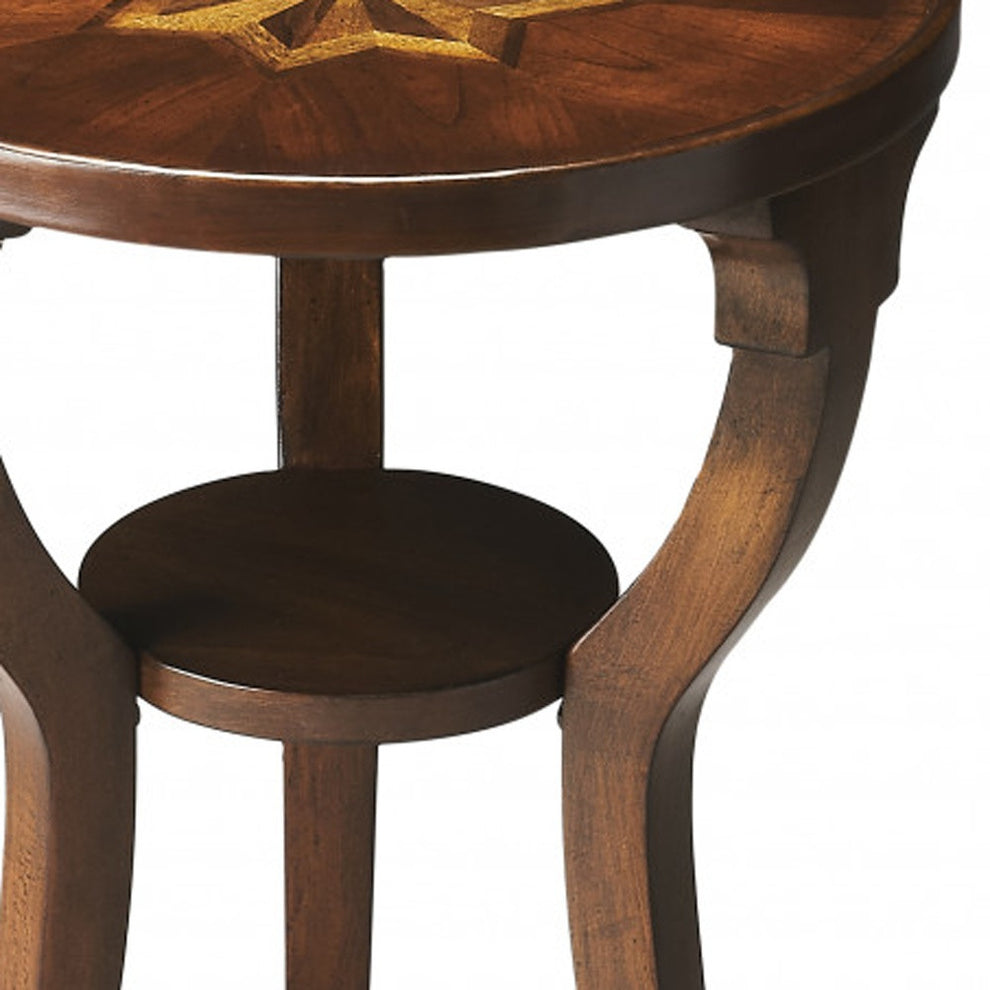 24" Cherry Manufactured Wood Round End Table With Shelf By Homeroots | End Tables | Modishstore - 6