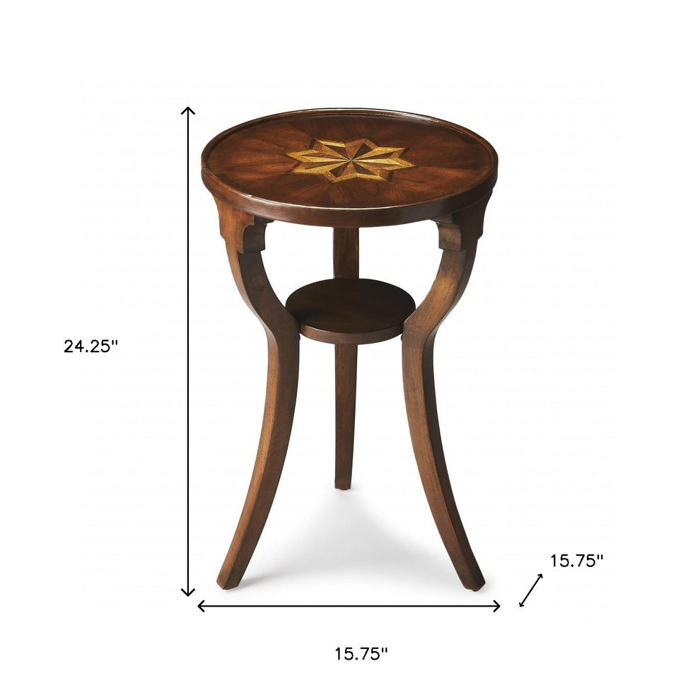 24" Cherry Manufactured Wood Round End Table With Shelf By Homeroots | End Tables | Modishstore - 8