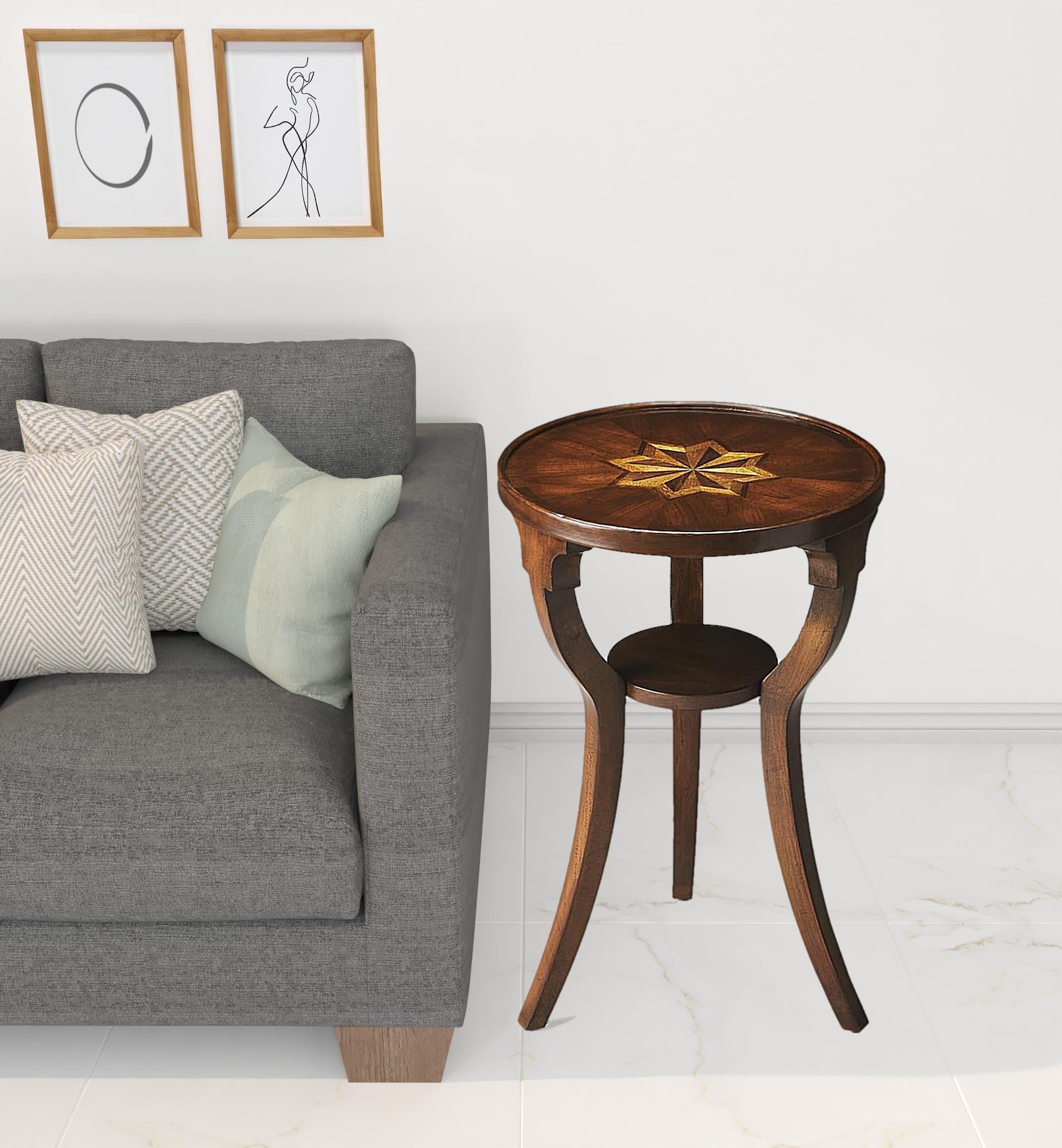 24" Cherry Manufactured Wood Round End Table With Shelf By Homeroots | End Tables | Modishstore