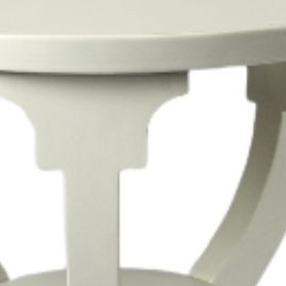 24" White And Cottage White Manufactured Wood Round End Table With Shelf By Homeroots | End Tables | Modishstore - 3