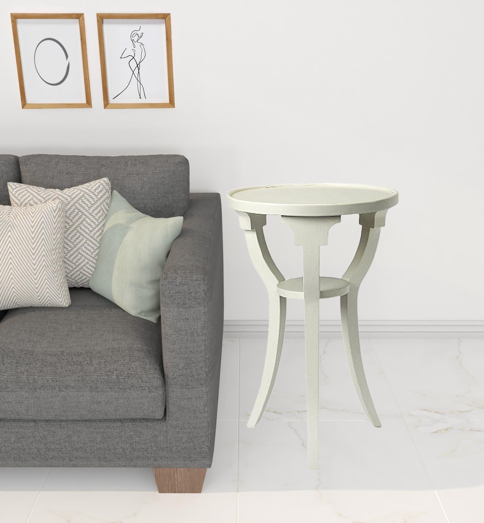 24" White And Cottage White Manufactured Wood Round End Table With Shelf By Homeroots | End Tables | Modishstore