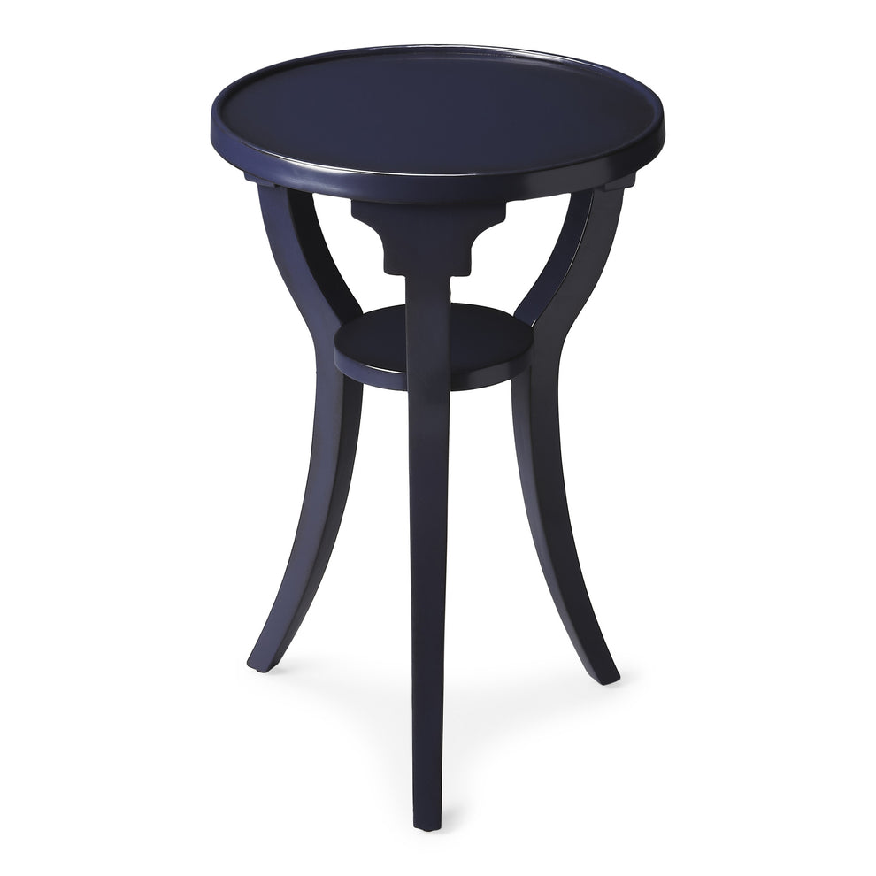 24" Blue Manufactured Wood Round End Table With Shelf By Homeroots | End Tables | Modishstore - 2