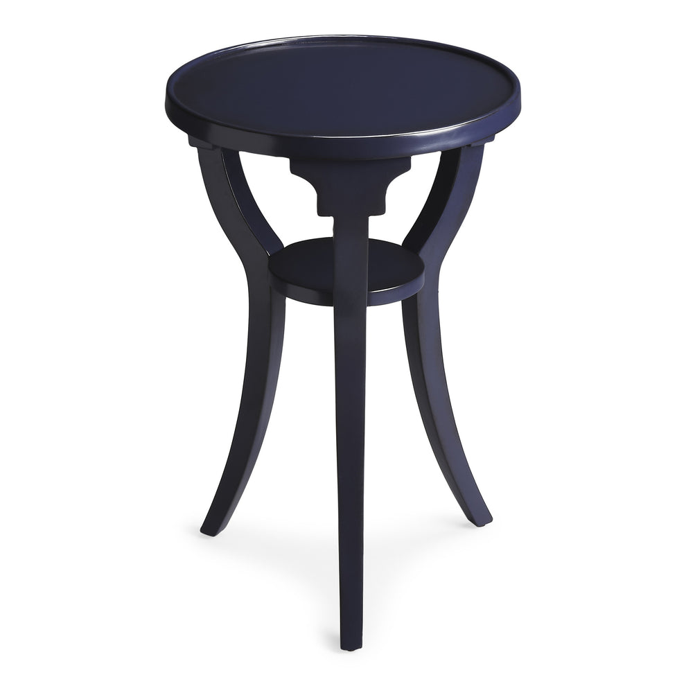 24" Blue Manufactured Wood Round End Table With Shelf By Homeroots | End Tables | Modishstore - 3