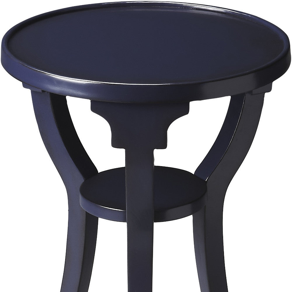 24" Blue Manufactured Wood Round End Table With Shelf By Homeroots