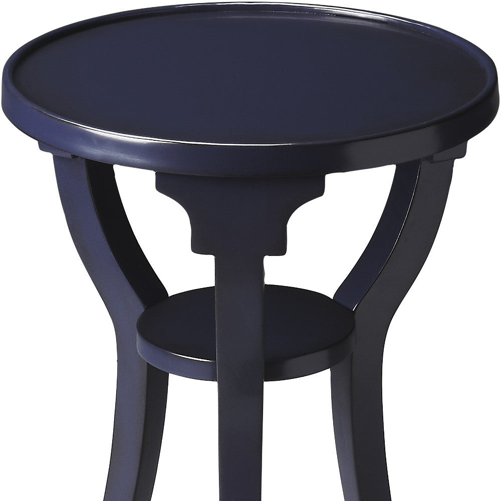 24" Blue Manufactured Wood Round End Table With Shelf By Homeroots | End Tables | Modishstore - 4