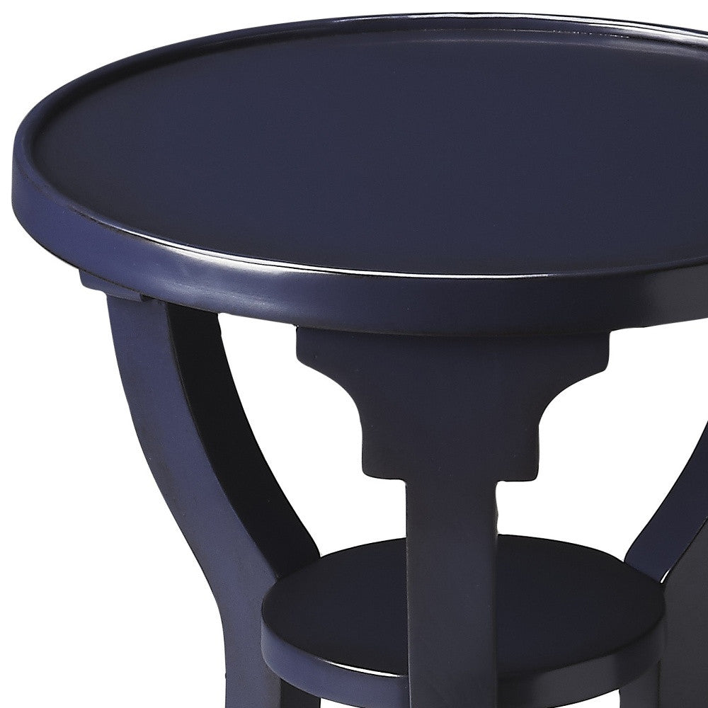 24" Blue Manufactured Wood Round End Table With Shelf By Homeroots | End Tables | Modishstore - 5
