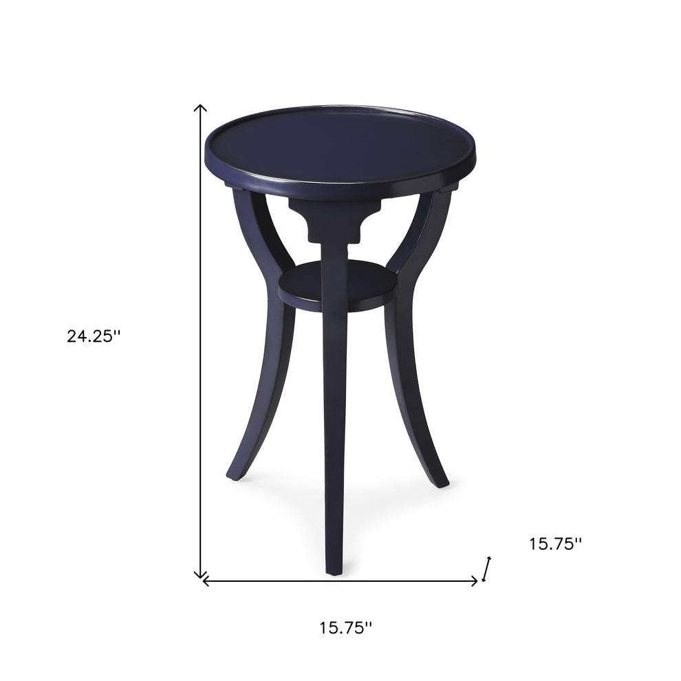 24" Blue Manufactured Wood Round End Table With Shelf By Homeroots | End Tables | Modishstore - 7