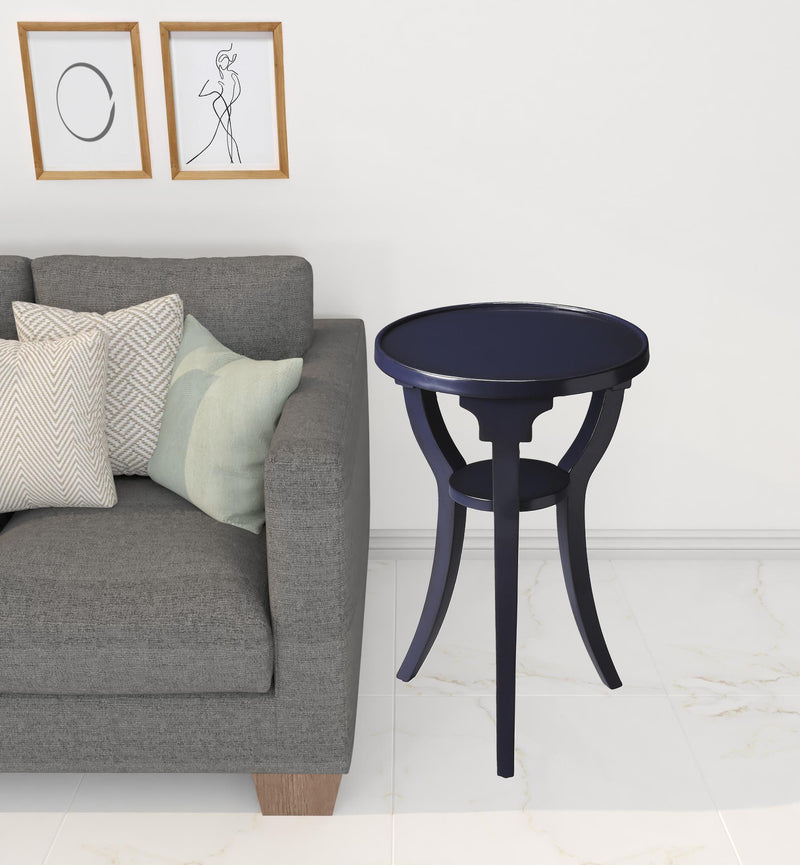 24" Blue Manufactured Wood Round End Table With Shelf By Homeroots | End Tables | Modishstore