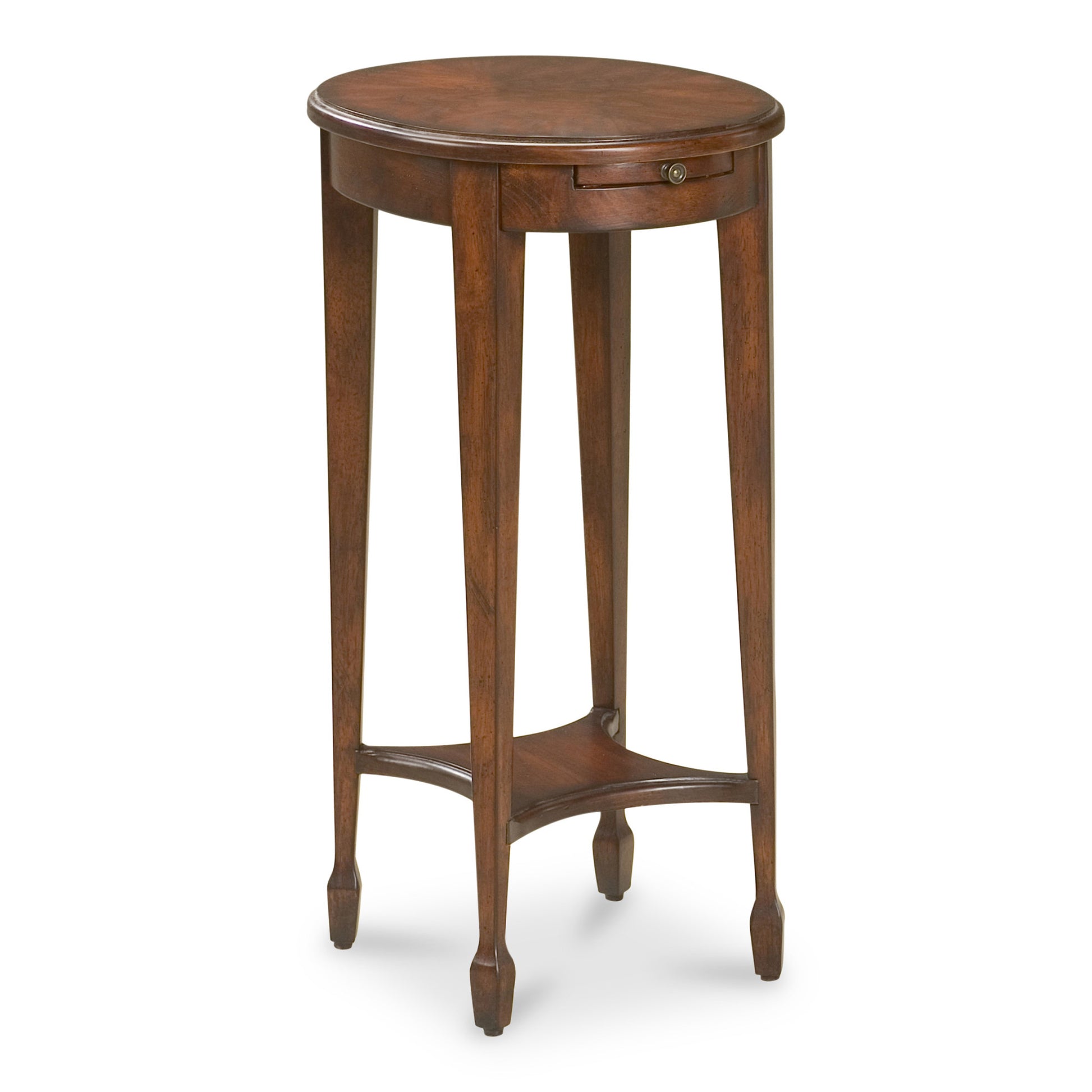 26" Dark Brown And Cherry Manufactured Wood Oval End Table With Shelf By Homeroots | End Tables | Modishstore - 3