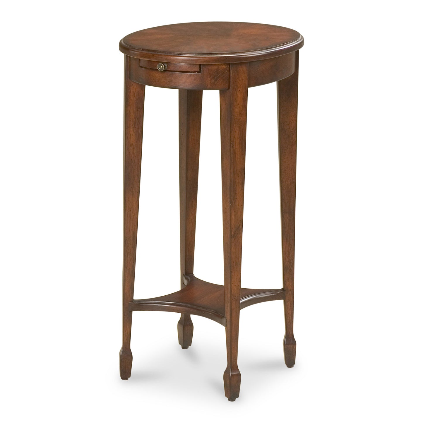 26" Dark Brown And Cherry Manufactured Wood Oval End Table With Shelf By Homeroots | End Tables | Modishstore - 5