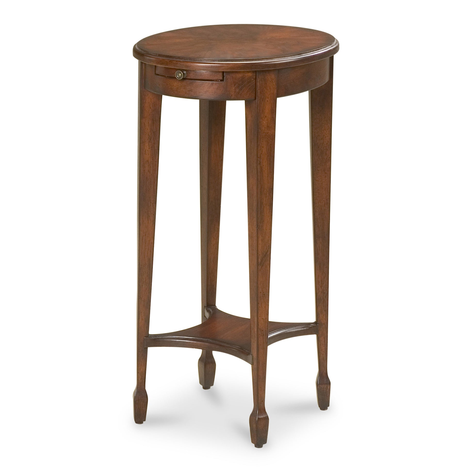 26" Dark Brown And Cherry Manufactured Wood Oval End Table With Shelf By Homeroots | End Tables | Modishstore - 5