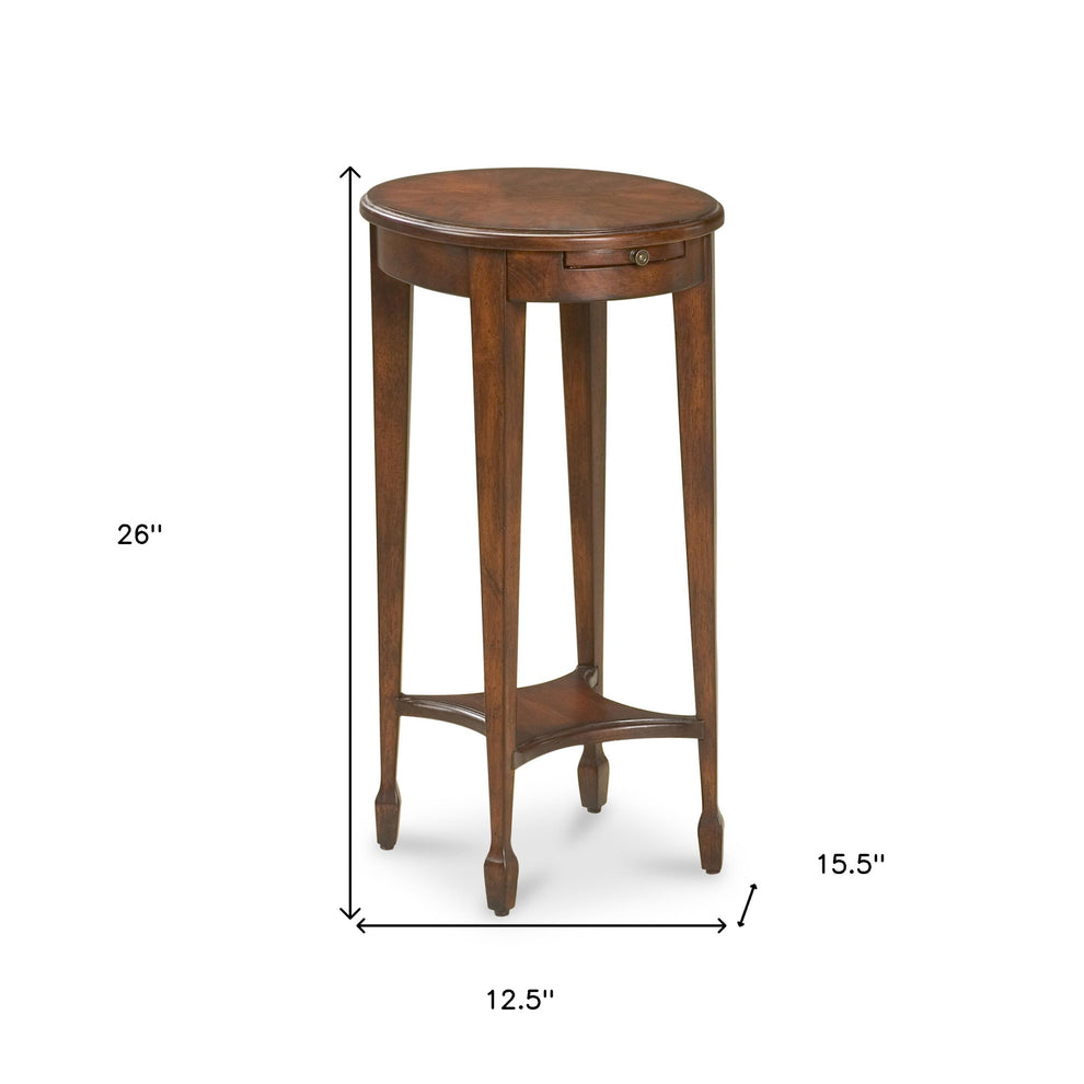 26" Dark Brown And Cherry Manufactured Wood Oval End Table With Shelf By Homeroots | End Tables | Modishstore - 8