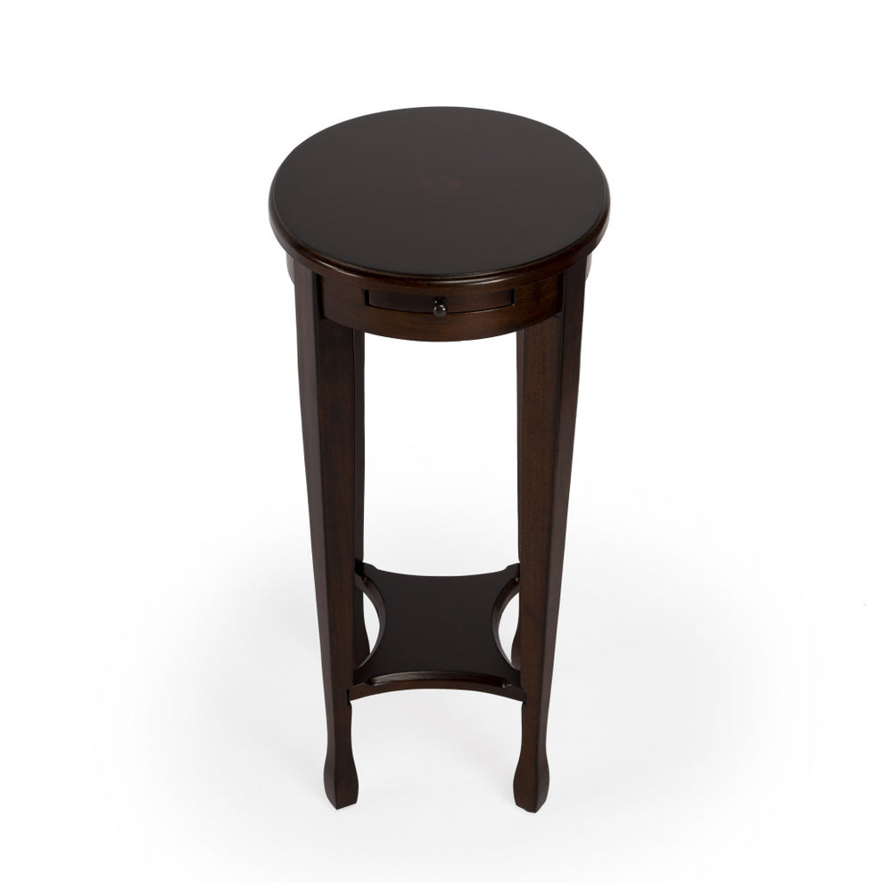 26" Medium Brown And Chestnut Burl Manufactured Wood Oval End Table With Shelf By Homeroots | End Tables | Modishstore - 3