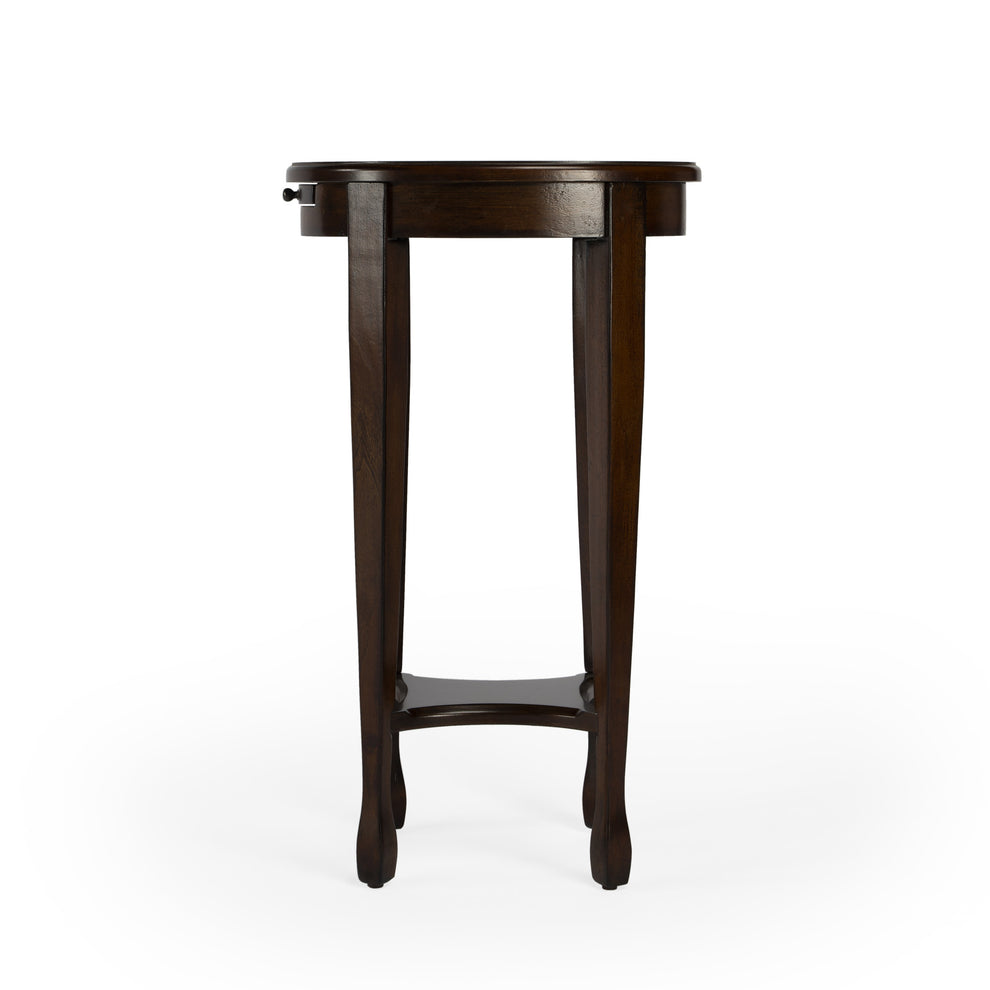 26" Medium Brown And Chestnut Burl Manufactured Wood Oval End Table With Shelf By Homeroots | End Tables | Modishstore - 4