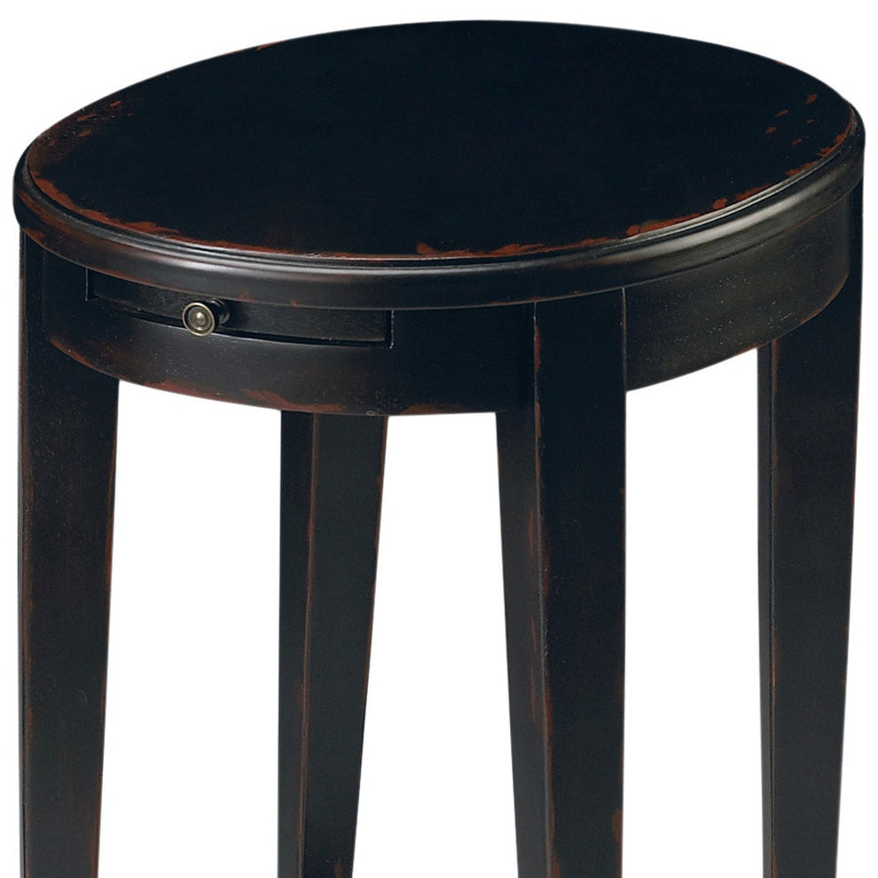 26" Rustic Black Manufactured Wood Oval End Table With Shelf By Homeroots | End Tables | Modishstore - 4