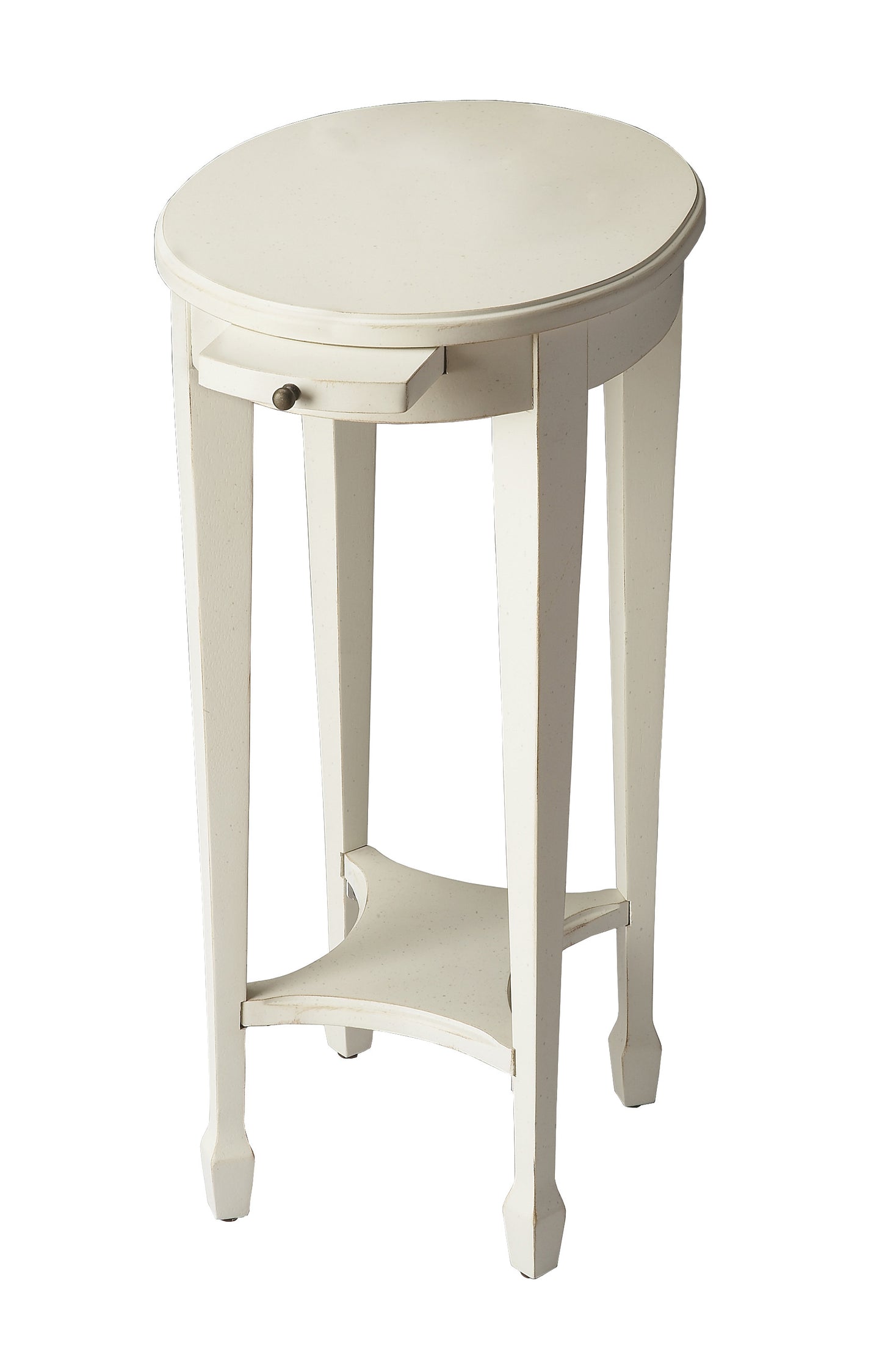 26" White And Cottage White Manufactured Wood Oval End Table With Shelf By Homeroots | End Tables | Modishstore - 2
