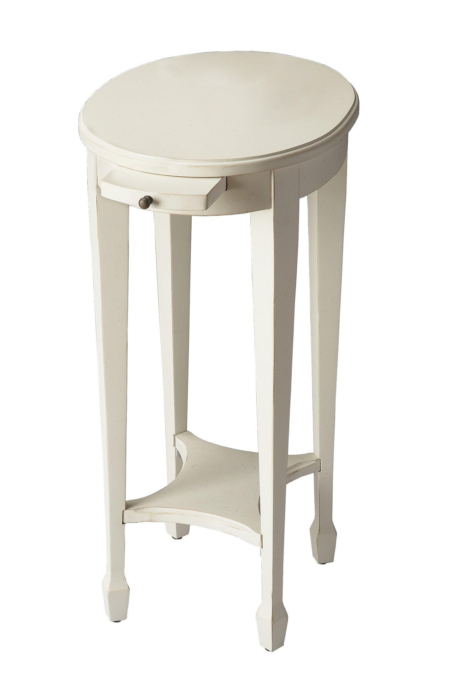 26" White And Cottage White Manufactured Wood Oval End Table With Shelf By Homeroots | End Tables | Modishstore - 2