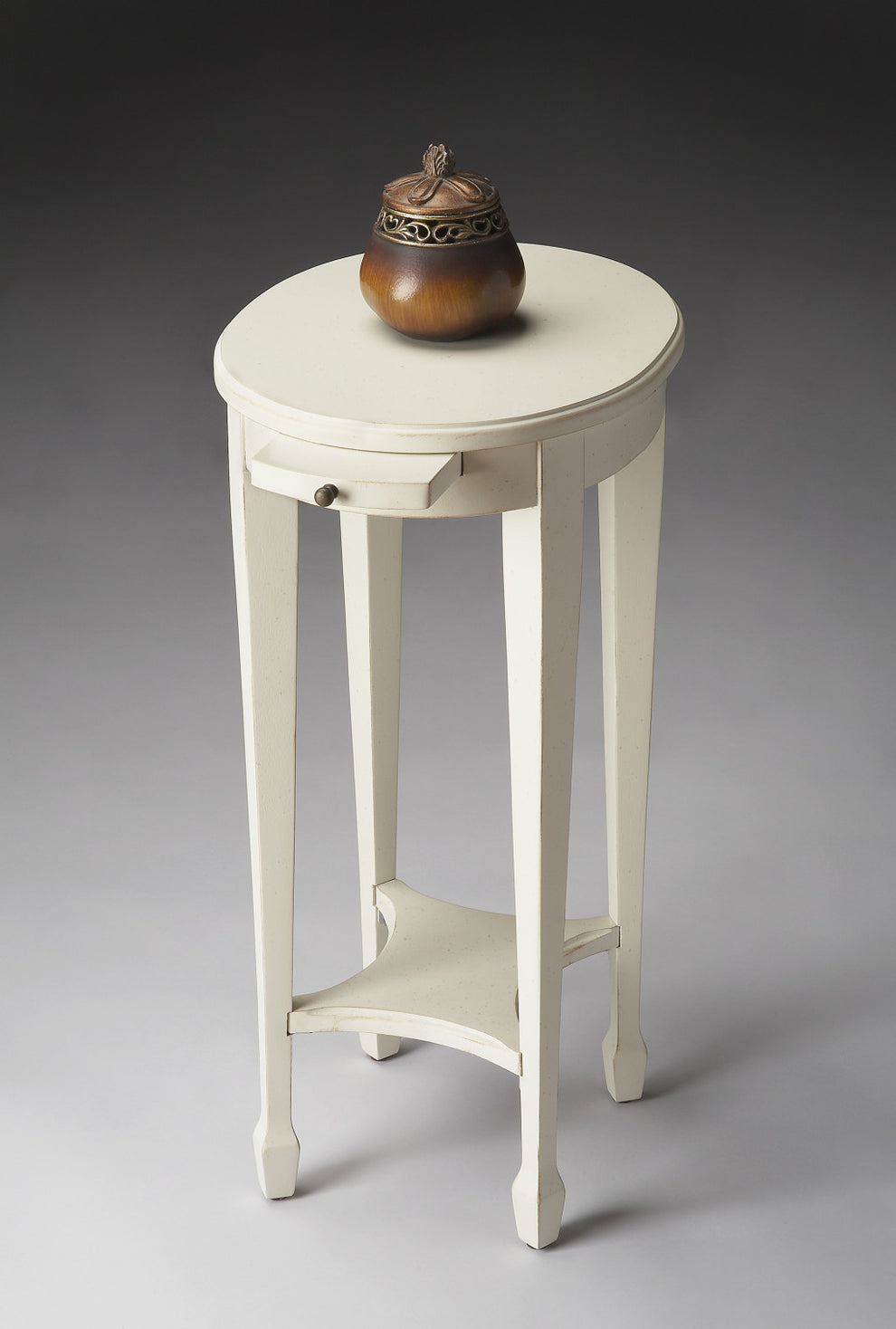 26" White And Cottage White Manufactured Wood Oval End Table With Shelf By Homeroots | End Tables | Modishstore - 6