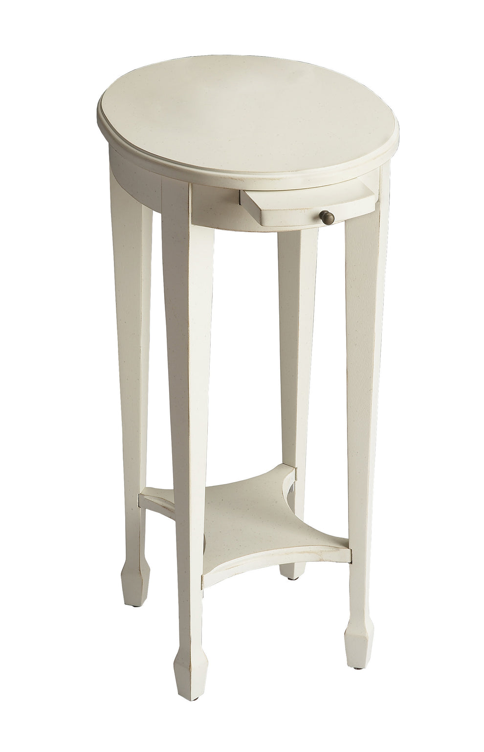 26" White And Cottage White Manufactured Wood Oval End Table With Shelf By Homeroots | End Tables | Modishstore - 3