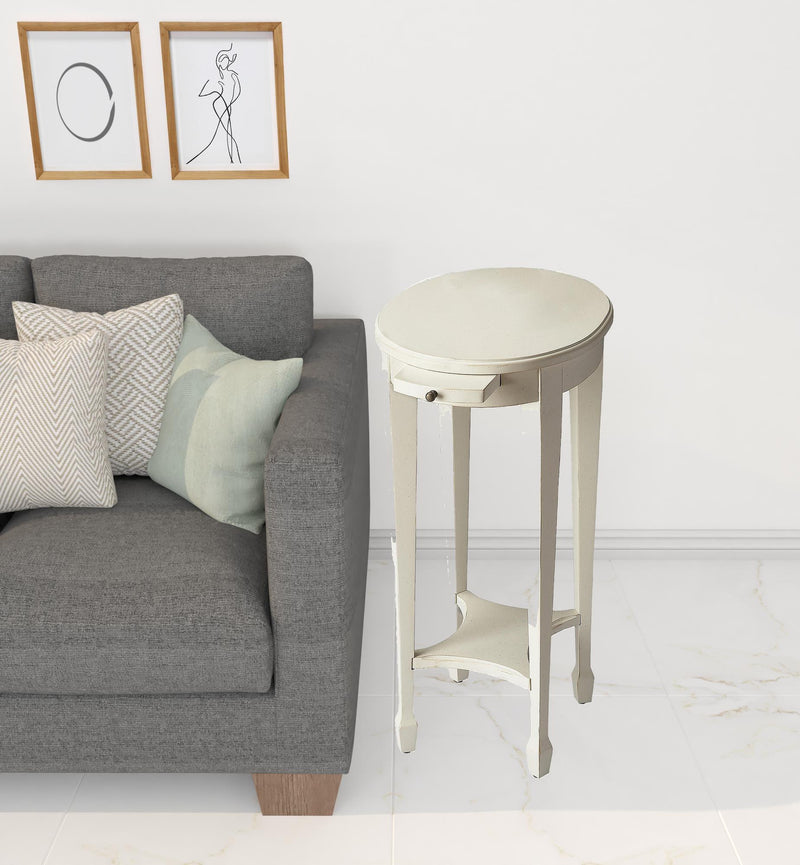 26" White And Cottage White Manufactured Wood Oval End Table With Shelf By Homeroots | End Tables | Modishstore