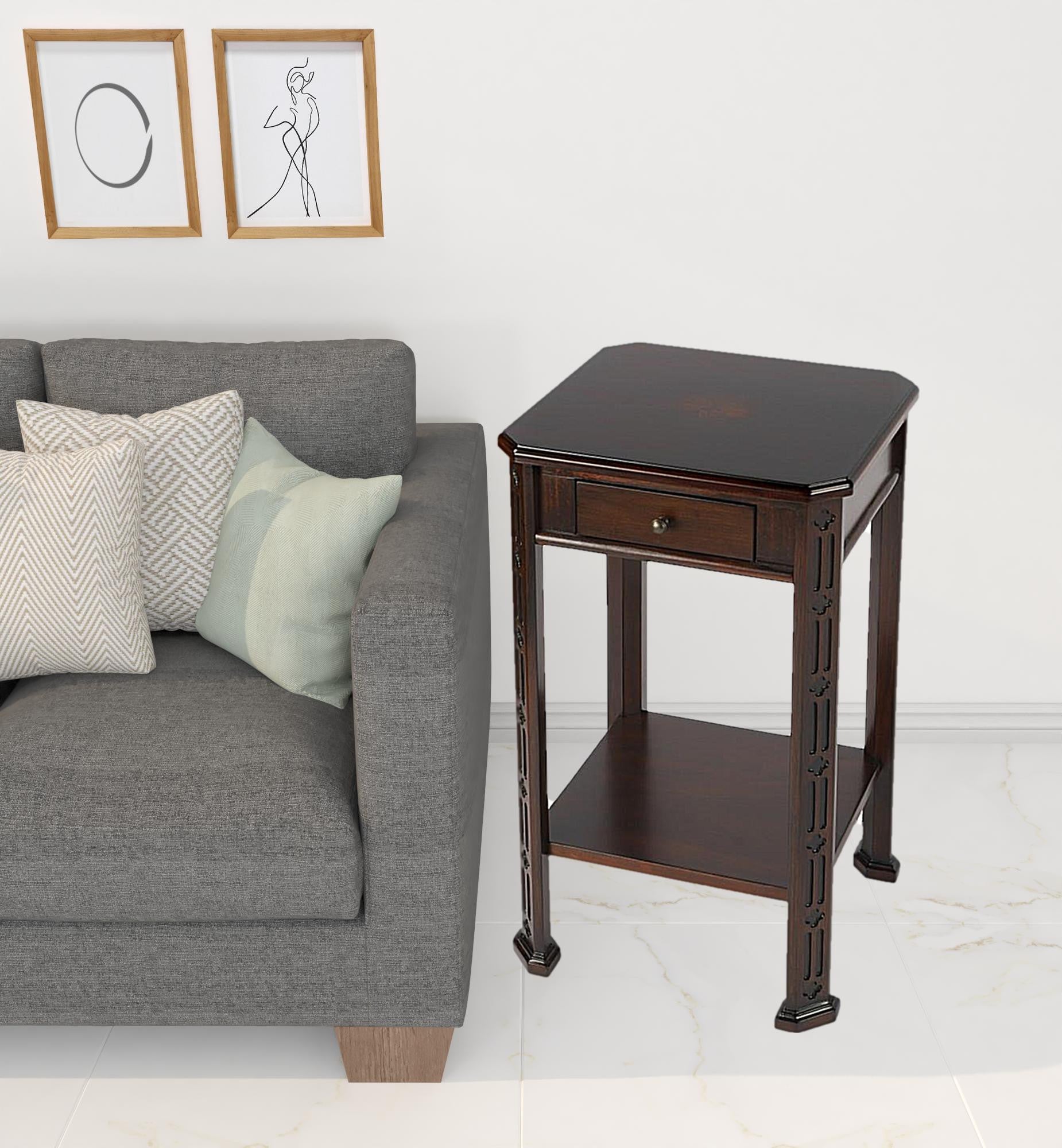27" Dark Brown And Cherry Manufactured Wood Rectangular End Table With Drawer And Shelf By Homeroots | End Tables | Modishstore