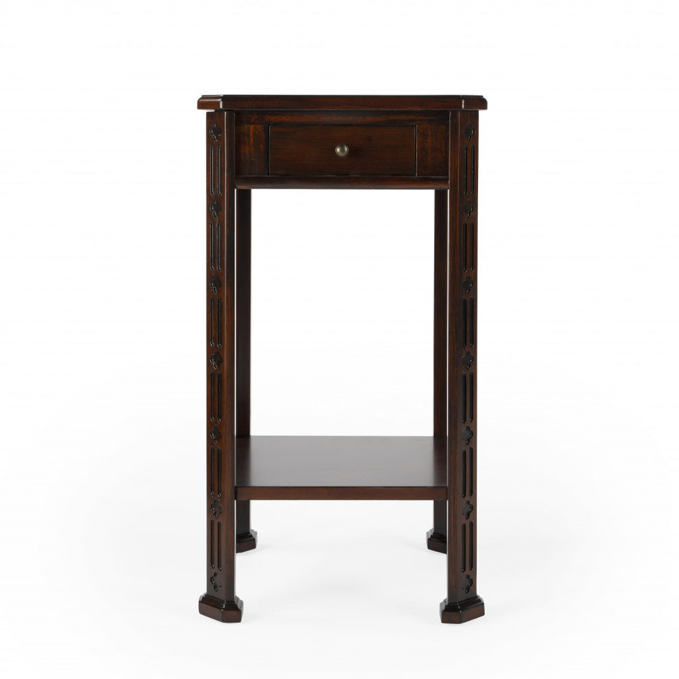 27" Dark Brown And Cherry Manufactured Wood Rectangular End Table With Drawer And Shelf By Homeroots | End Tables | Modishstore - 5