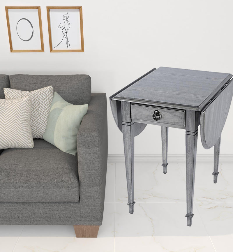 28" Grey Manufactured Wood Oval End Table With Drawer By Homeroots | End Tables | Modishstore