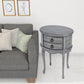 26" Grey And Gray Manufactured Wood Oval End Table With Two Drawers By Homeroots | End Tables | Modishstore